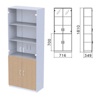 Шкаф закрытый со стеклом Бюджет 716х349х1810 мм орех онтарио Комплект