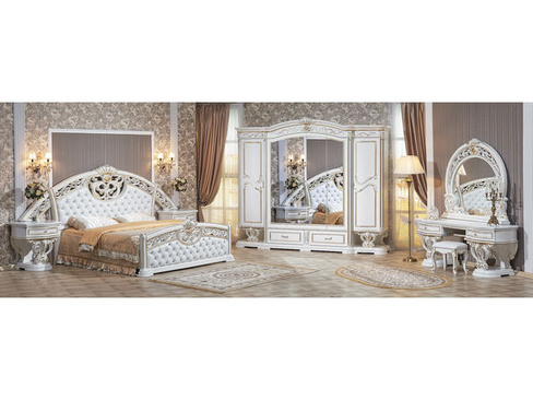 Спальня Марелла с 6 дверным шкафом Белый глянец Арида мебель