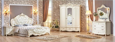 Спальня Элиза Люкс с 3 дверным шкафом Крем матовый Арида мебель