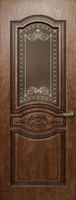 Дверь межкомнатная шпонированная Соренто, со стеклом, орех