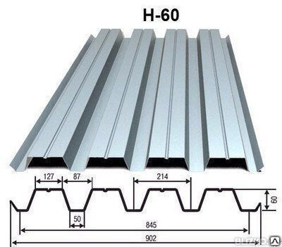 Профлист Н-60 оцинкованный, 0,65 мм
