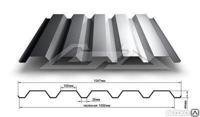 Профлист Н-44 оцинкованный, 0,45 мм