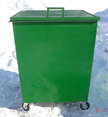 Мусорный контейнер для твердых бытовых отходов с крышкой и на колесах (ТБО)