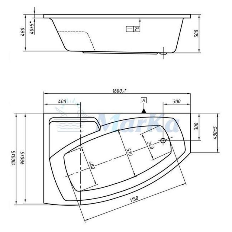 Ванна размеры. Ванна Assol 160 100. Ванна 1marka 