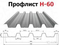 Профнастил Н60 , 0,65 мм оцинкованный на кровлю и стеновые ограждения