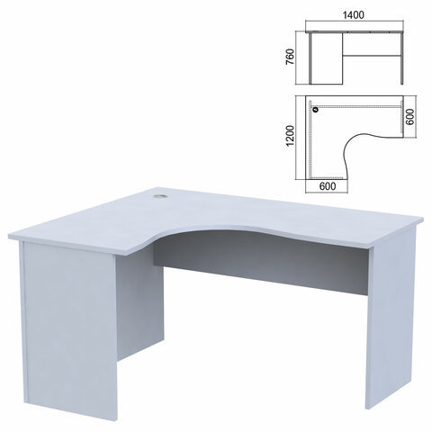 Стол компактный Арго 1400х1200х760 мм левый серый Комплект