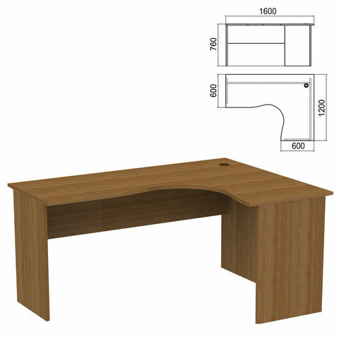 Стол компактный Арго 1600х1200х760 мм правый орех Комплект