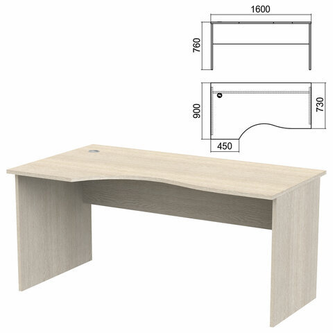 Стол эргономичный Арго 1600х900х760 мм левый ясень шимо Комплект