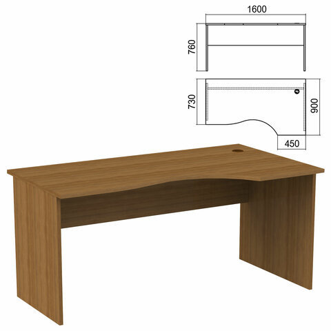 Стол эргономичный Арго 1600х900х760 мм правый орех Комплект
