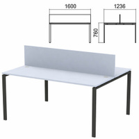Стол письменный 2-МЕСТНЫЙ на металлокаркасе Арго 1600х1236х760 мм серый Комплект