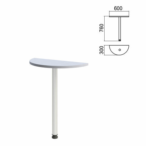 Стол приставной полукруг Арго 600х300х760 мм серый/опора хром Комплект