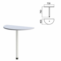 Стол приставной полукруг "Арго", 730х400х760 мм, серый/опора хром (КОМПЛЕКТ)