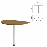 Стол приставной полукруг Арго 850х600х760 мм орех/опора хром Комплект