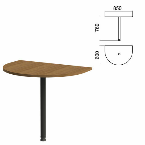 Стол приставной полукруг Арго 850х600х760 мм орех/опора черная Комплект