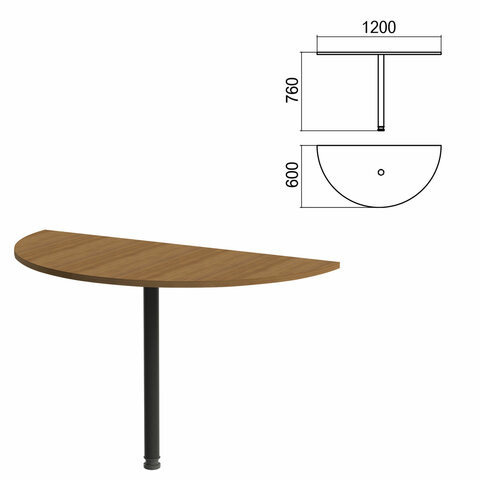Стол приставной полукруг Арго 1200х600х760 мм орех/опора черная Комплект