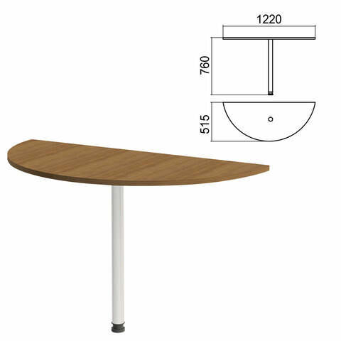 Стол приставной полукруг Арго 1220х515х760 мм орех/опора хром Комплект