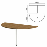 Стол приставной полукруг Арго 1460х730х760 мм орех/опора хром Комплект