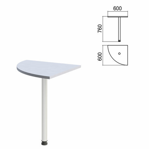 Стол приставной угловой Арго 600х600х760 мм серый/опора хром Комплект