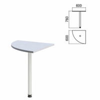Стол приставной угловой Арго 600х600х760 мм серый/опора хром Комплект