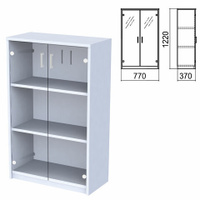 Шкаф закрытый со стеклом Арго 770х370х1220 мм серый Комплект