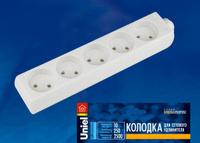 Колодка для удлинителя U-RST5-10 WHITE Колодка для удлинителя Uniel. 5 гнезд, б/з, 10А, 2200Вт. Белый. ТМ Uniel