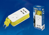 Удлинитель S-CT1-1,5U WHITE/GREEN LM Удлинитель серии Travel, шнур 1,5м., 1 гнездо, б/з, 2USB*1,1A. Белый с салатовым. Т