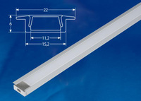 Врезной алюминиевый профиль с матовым рассеивателем для светодиодных лент UFE-K01 SILVER/FROZEN 200 POLYBAG