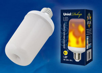 LED-L60-6W/FLAME/E27/FR PLD01WH Лампа светодиодная декоративная с типом свечения «эффект пламени». Форма «цилиндр», мато