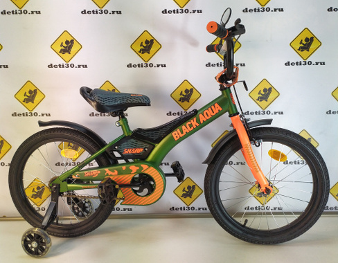 Детский велосипед 18 дюймов Black Aqua Sharp зелено-оранжевый