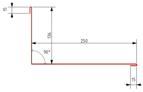 Планка примыкания 90° 136Х250-2000 мм PURAL MATT BT