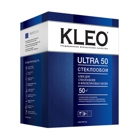Клей "KLEO ULTRA" для стеклообоев, виниловых,флизелиновых,текстильных обоев 0,5кг