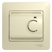 GLOSSA Бежевый Термостат электронный теплого пола с датчиком, 10A (в сборе с рамкой) GSL000238