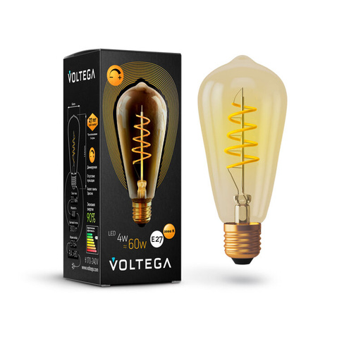 Лампа Voltega VG10-ST64GE27warm4W-FB Loft LED ST64 E27 DIM Стекло Тонирован