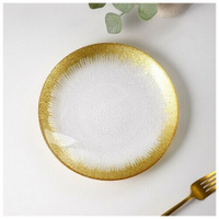 Тарелка стеклянная десертная «Бурлеск», d=21 см, цвет золотой MikiMarket