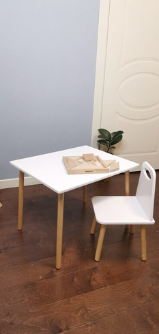 Комплект ростовой детской мебели Classic стул и стол эмаль белый