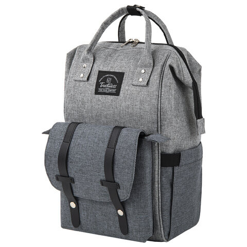Рюкзак для мамы BRAUBERG MOMMY крепления для коляски термокарманы серый 41x24x17 см 270818