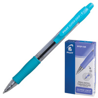 Ручка шариковая масляная автоматическая с грипом PILOT "Super Grip", СИНЯЯ, голубые детали, узел 0,7 мм, линия письма 0,