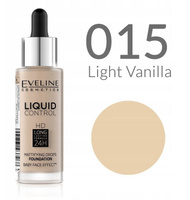 Жидкая тональная основа Liquid Control HD №015 Light vanilla Eveline, 32 мл