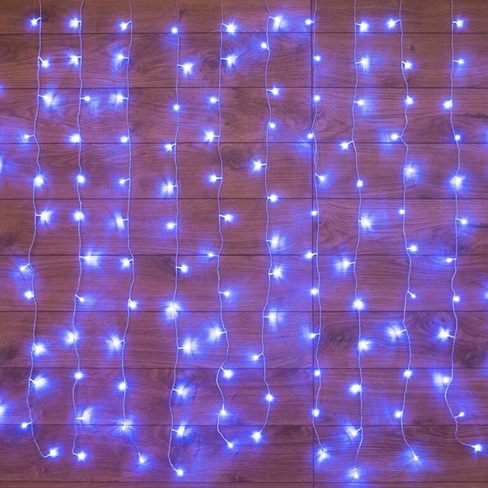 Гирлянда Neon-Night ДОЖДЬ занавес 1,5х1,5 м, прозрачный ПВХ, 144LED синие IP20
