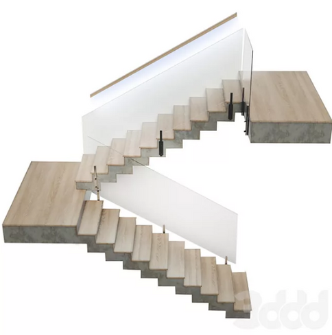 установка зеркальной монолитной лестницы из бетона