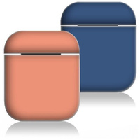 Комплект силиконовых чехлов Grand Price для AirPods (2 шт) персиковый и синий