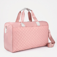 Сумка дорожная на молнии, наружный карман, длинный ремень, держатель для чемодана, цвет розовый No brand