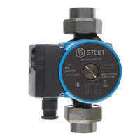Циркуляционный насос для систем отопления Stout 25/60-130 DN25 подъем 6,5 м 130 мм с гайками (SPC-0010-2560130)