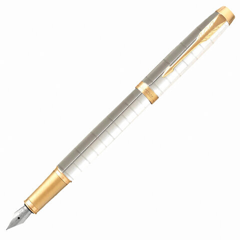 Ручка перьевая PARKER IM Premium Pearl GT корпус жемчужный лак позолоченные детали синяя 2143649