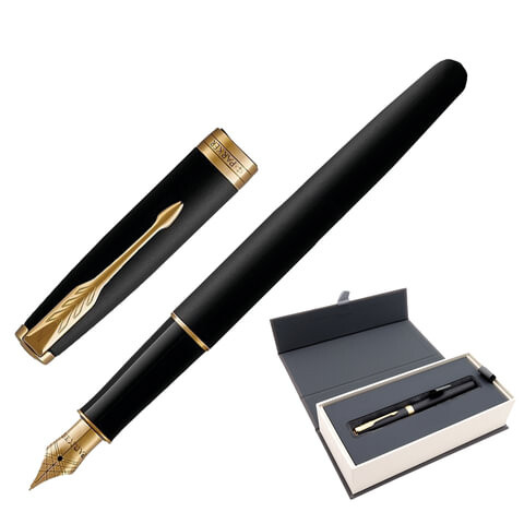 Ручка перьевая PARKER Sonnet Core Matt Black GT корпус черный матовый лак позолоченные детали черная 1931516