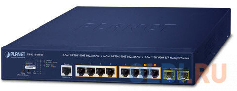 PLANET GS-4210-8HP2S IPv6/IPv4,2-Port 10/100/1000T 802.3bt 95W PoE + 6-Port 10/100/1000T 802.3at PoE + 2-Port 100/1000X