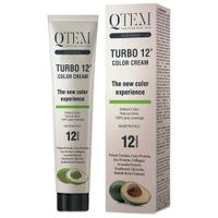QTEM перманентный краситель Turbo 12 Color Cream с восстанавливающими активами, 11.10 суперплатина пепельный блонд, 100