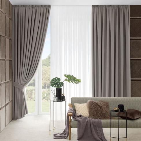 Классические шторы Маноло цвет: серый (260х300 см - 2 шт)