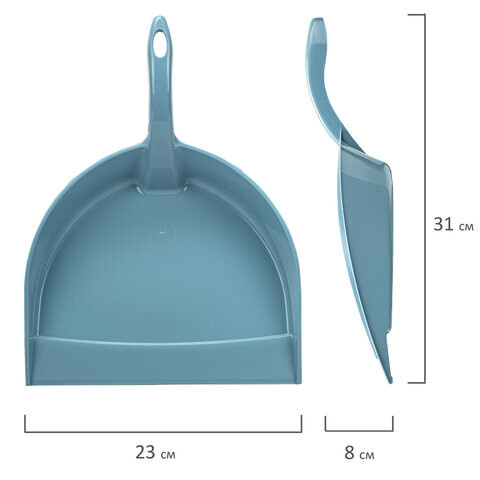 Совок для мусора низкая рукоятка пластик серо-голубой ассорти ИДЕАЛ эконом IDEA М 5190