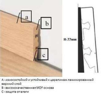 Ламинированный плинтус Balterio Deluxe Дуб белый промасленный, 14х77х2400 мм